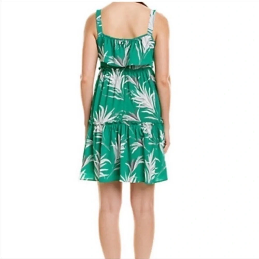 Taylor Green Tropical Print Palm Leaves Tiered Dress Size 6